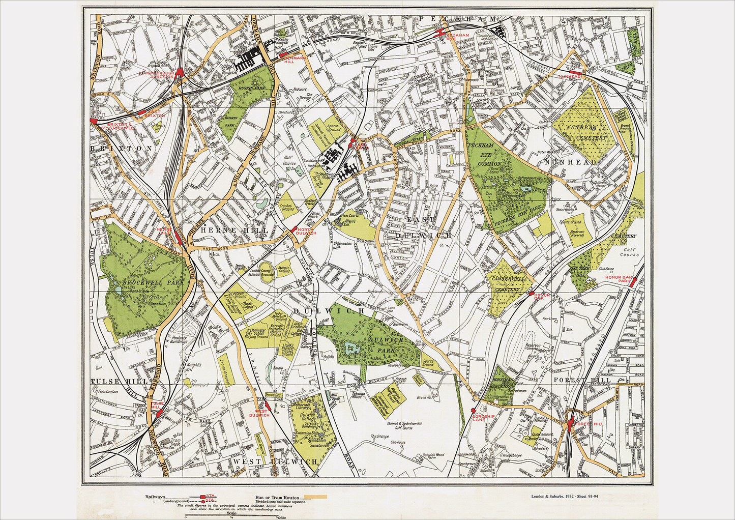 London in 1932 Series - Herne Hill, Dulwich, Nunhead area (Lon1932-93-94)