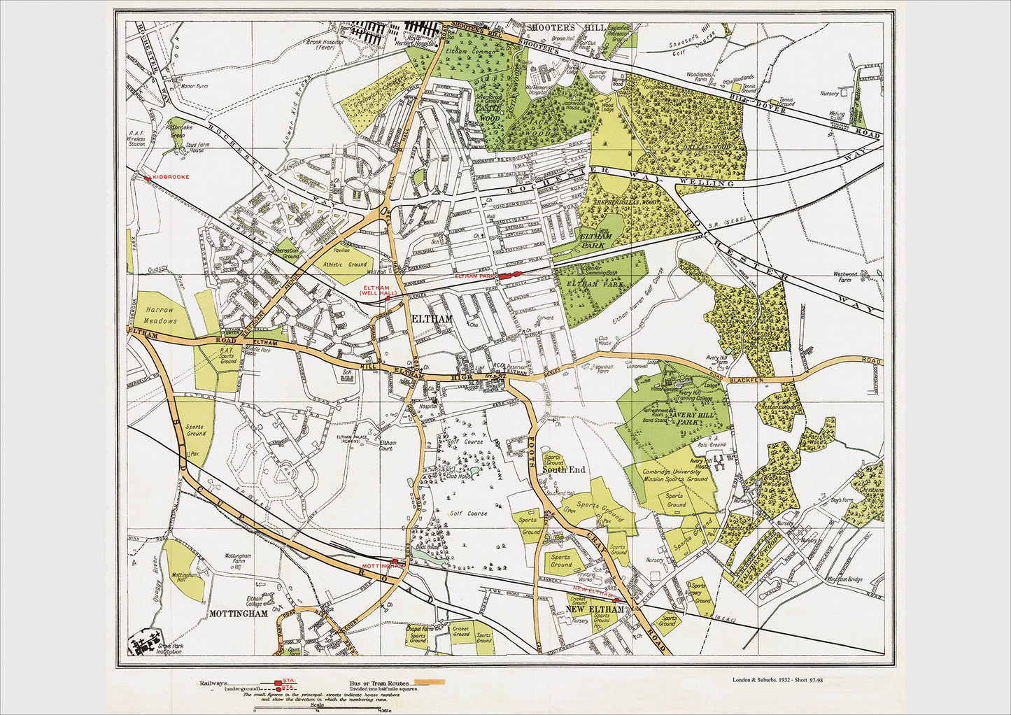 London in 1932 Series - Eltham, Shooters Hill (south) area (Lon1932-97-98)