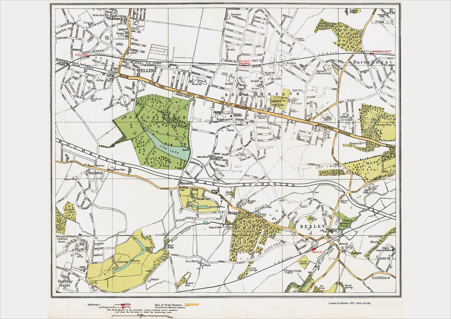 London in 1932 Series - Bexley, Bexleyheath, Welling area (Lon1932-99-100)