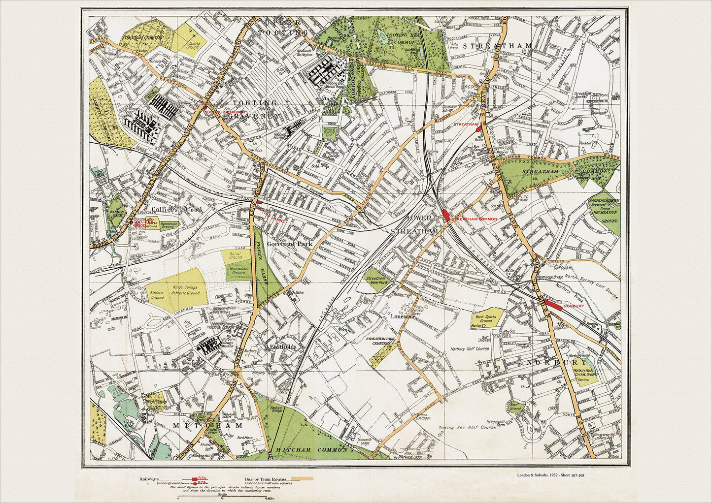 London in 1932 Series - Tooting, Streatham, Norbury area (Lon1932-107-108)