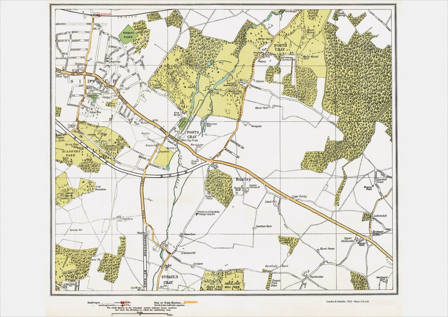 London in 1932 Series - Sidcup, North Cray, Foots Cray area (Lon1932-115-116)