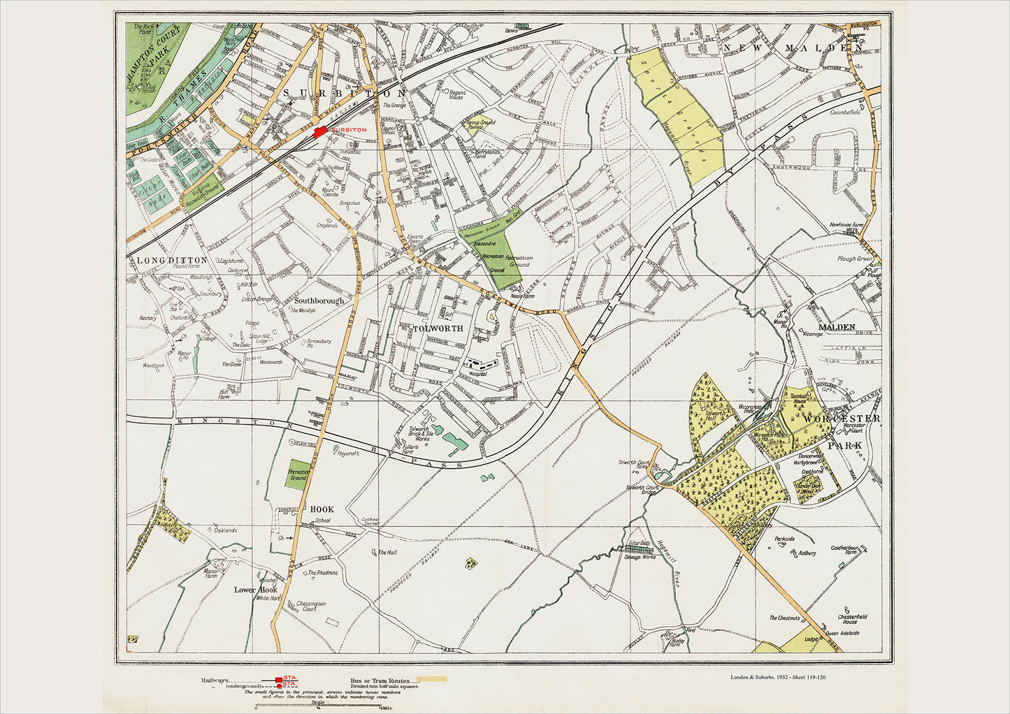 London in 1932 Series - Surbiton, Tolworth area (Lon1932-119-120)