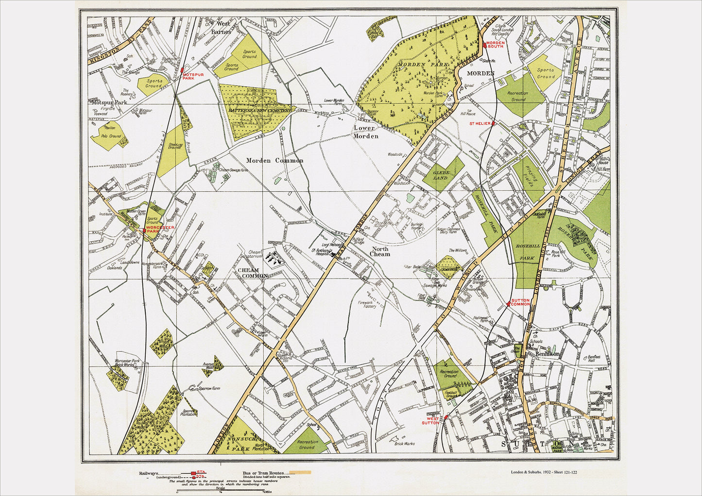 London in 1932 Series - Morden, Cheam, Sutton area (Lon1932-121-122)