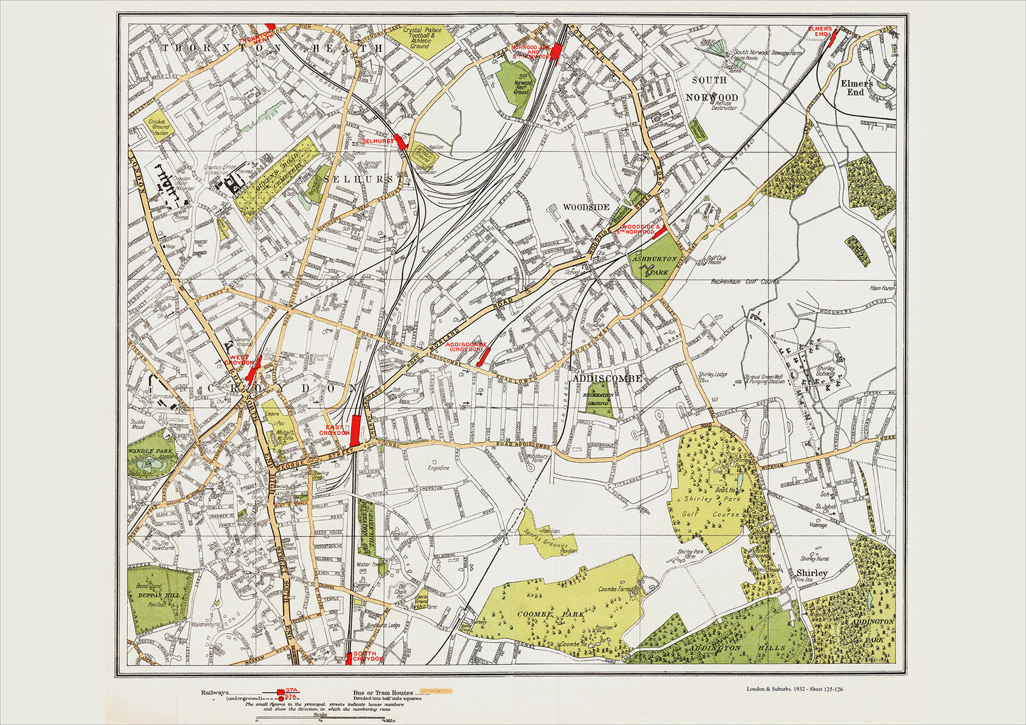 London in 1932 Series - Croydon, Selhurst, Addiscombe area (Lon1932-125-126)