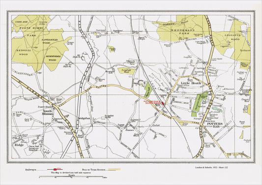 London in 1932 Series - Potters Bar, South Mimms Little Heath, Ridge area (Lon1932-132)