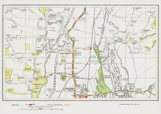 London in 1932 Series - Cheshunt, Waltham Cross (north), Waltham Abbey (north) area (Lon1932-134)