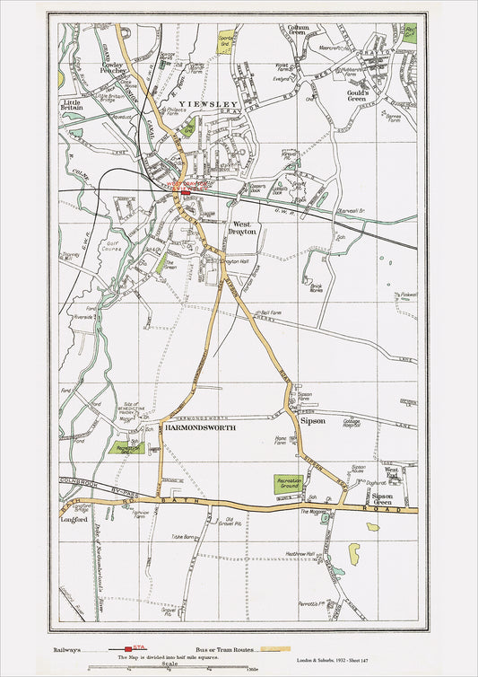 London in 1932 Series - Yiewsley, West Drayton, Harmondsworth area (Lon1932-147)