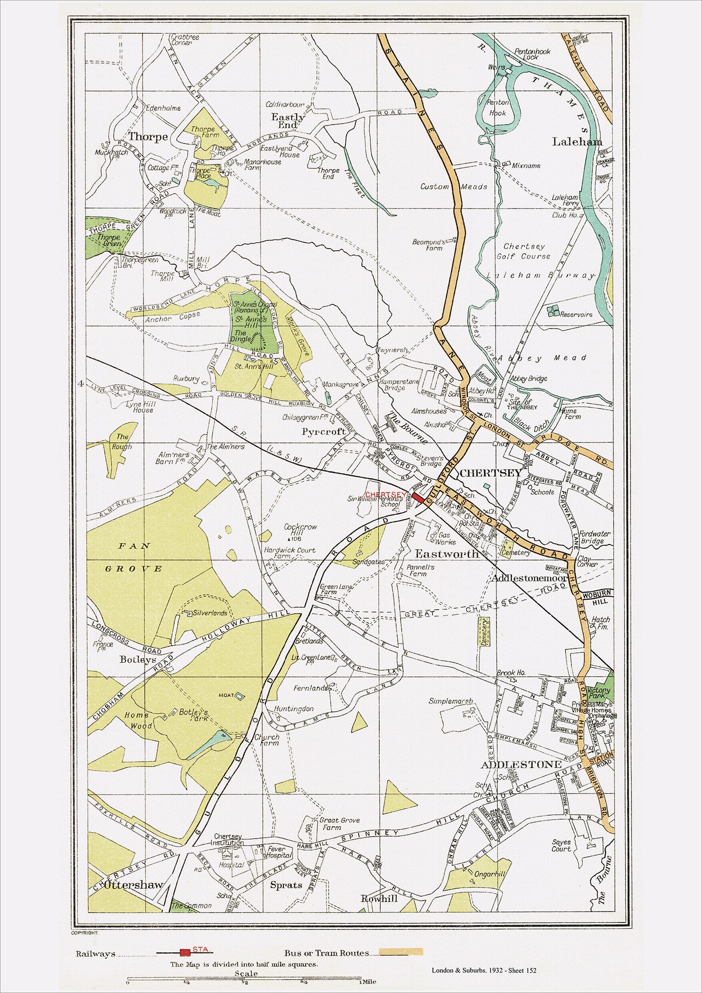 London in 1932 Series - Chertsey, Addlestone area (Lon1932-152) – Old ...