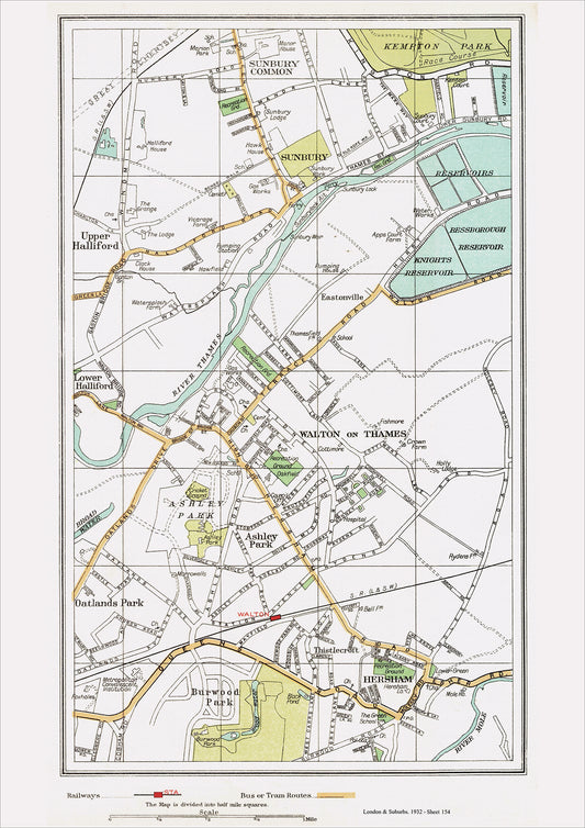 London in 1932 Series - Walton-on-Thames, Sunbury, Hersham area (Lon1932-154)