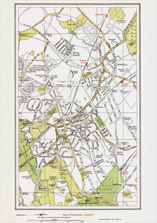 London in 1932 Series - Epsom, Ewell area (Lon1932-161)