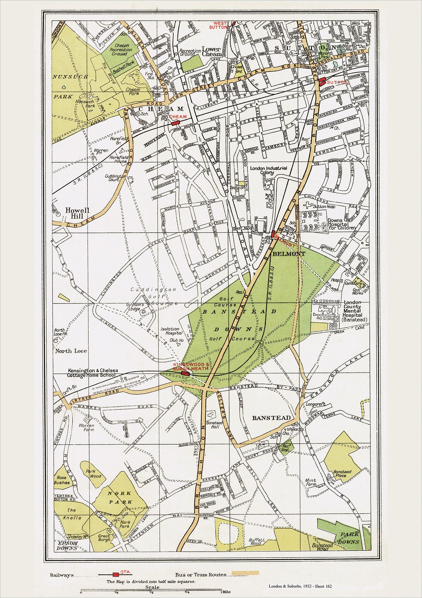 London in 1932 Series - Cheam, Belmont, Banstead area (Lon1932-162)