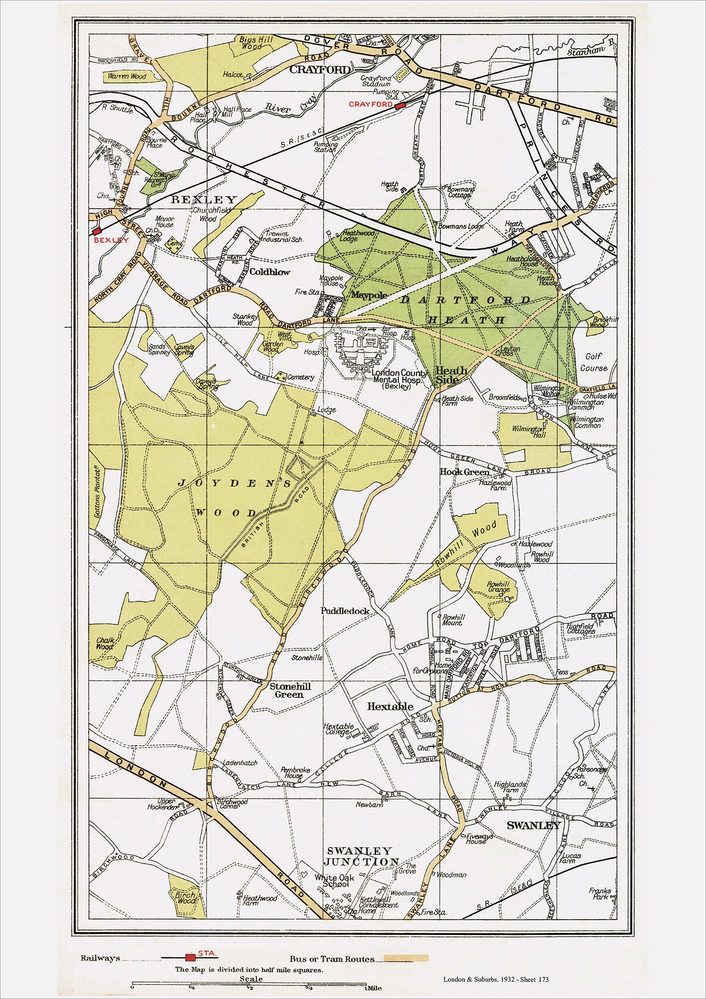 London in 1932 Series - Bexley, Hextable area (Lon1932-173) – Old Map ...